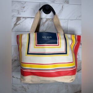 Kate Spade New York Vintage Striped Canvas Tote Bag – Classic Preppy Style